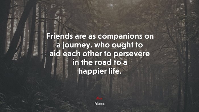 Friends are as companions on a journey, who ought to aid each other to persevere in the road to a happier life. | Pythagoras quote