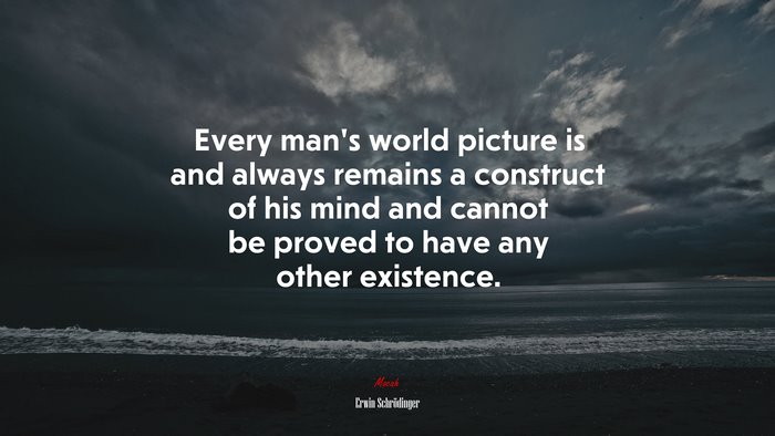 Every man’s world picture is and always remains a construct of his mind and cannot be proved to have any other existence. | Erwin Schrödinger quote