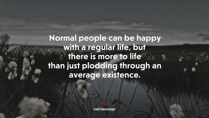 Normal people can be happy with a regular life, but there is more to life than just plodding through an average existence. | Arnold Schwarzenegger quote