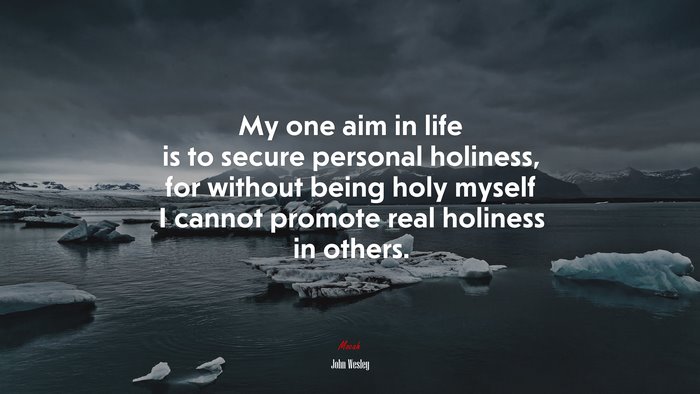 My one aim in life is to secure personal holiness, for without being holy myself I cannot promote real holiness in others. | John Wesley quote