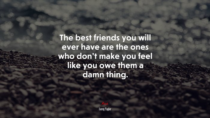 The best friends you will ever have are the ones who don’t make you feel like you owe them a damn thing. | Corey Taylor quote