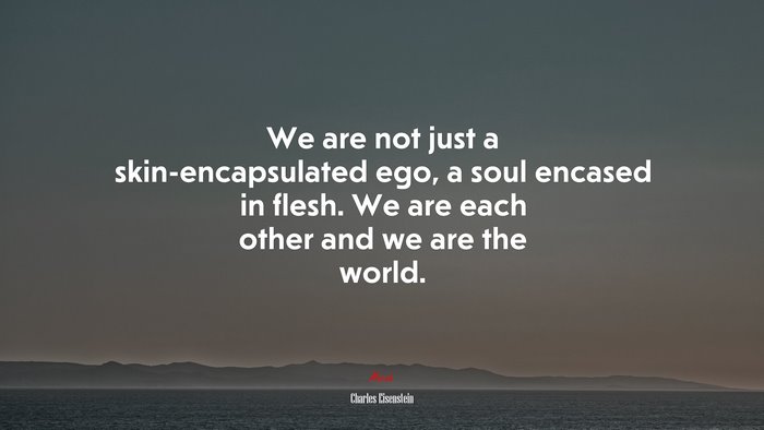 We are not just a skin-encapsulated ego, a soul encased in flesh. We are each other and we are the world. | Charles Eisenstein quote