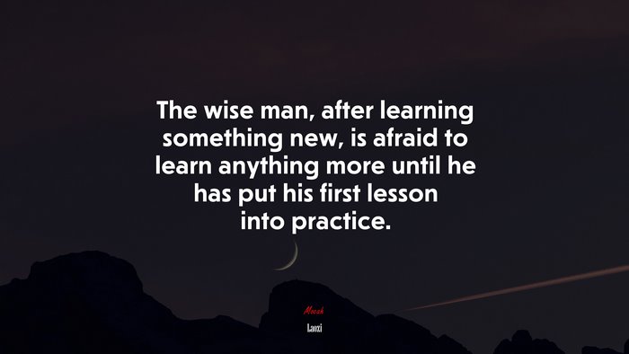 The wise man, after learning something new, is afraid to learn anything more until he has put his first lesson into practice. | Laozi quote