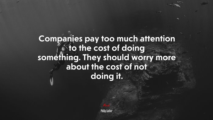 Companies pay too much attention to the cost of doing something. They should worry more about the cost of not doing it. | Philip Kotler quote