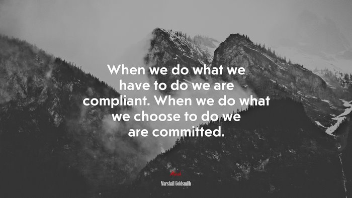 When we do what we have to do we are compliant. When we do what we choose to do we are committed. | Marshall Goldsmith quote