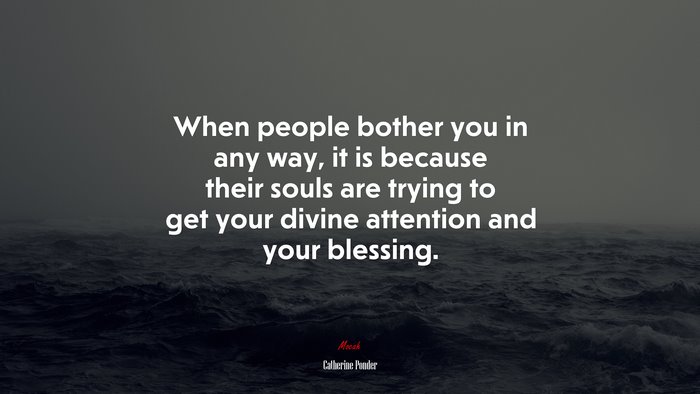 When people bother you in any way, it is because their souls are trying to get your divine attention and your blessing. | Catherine Ponder quote