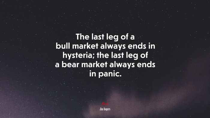 The last leg of a bull market always ends in hysteria; the last leg of a bear market always ends in panic. | Jim Rogers quote
