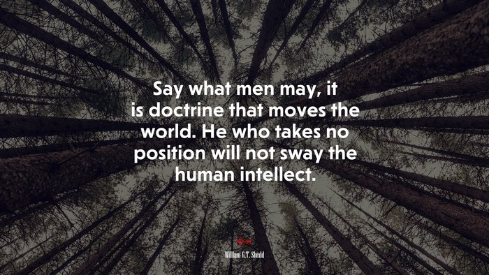 Say what men may, it is doctrine that moves the world. He who takes no position will not sway the human intellect. | William G.T. Shedd quote