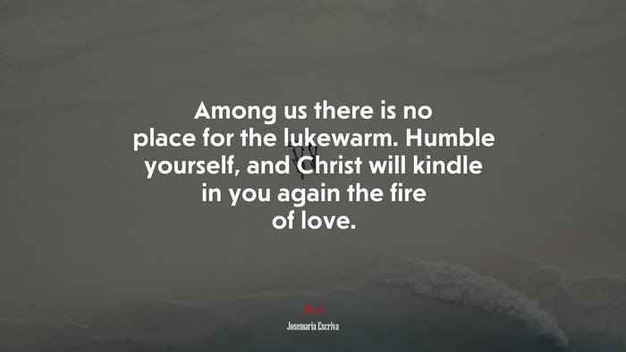 Among us there is no place for the lukewarm. Humble yourself, and Christ will kindle in you again the fire of love. | Josemaría Escrivá quote