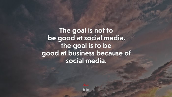 The goal is not to be good at social media, the goal is to be good at business because of social media. | Jay Baer quote