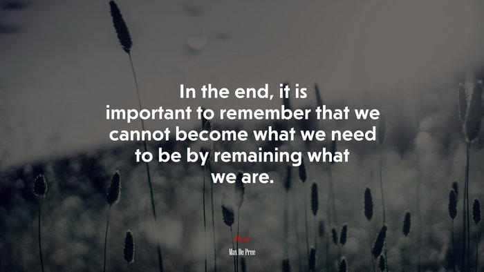 In the end, it is important to remember that we cannot become what we need to be by remaining what we are. | Max De Pree quote