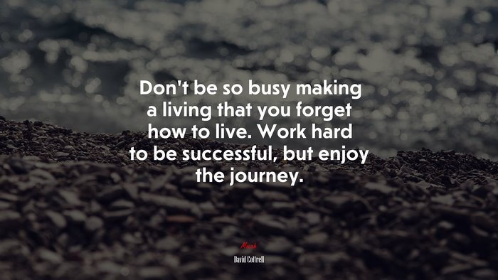 Don’t be so busy making a living that you forget how to live. Work hard to be successful, but enjoy the journey. | David Cottrell quote