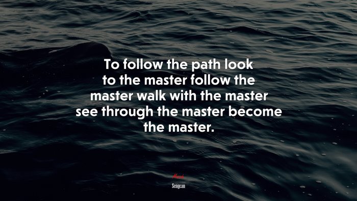 To follow the path look to the master follow the master walk with the master see through the master become the master. | Sengcan quote