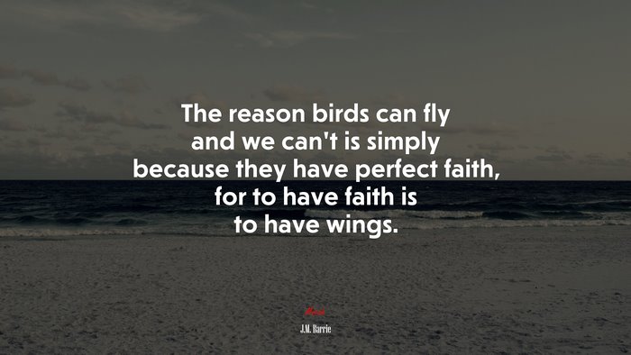 The reason birds can fly and we can’t is simply because they have perfect faith, for to have faith is to have wings. | J.M. Barrie quote