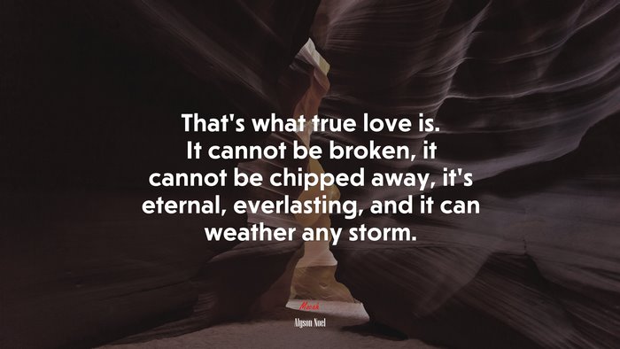 That’s what true love is. It cannot be broken, it cannot be chipped away, it’s eternal, everlasting, and it can weather any storm. | Alyson Noel quote