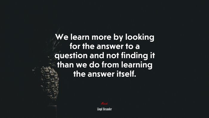 We learn more by looking for the answer to a question and not finding it than we do from learning the answer itself. | Lloyd Alexander quote
