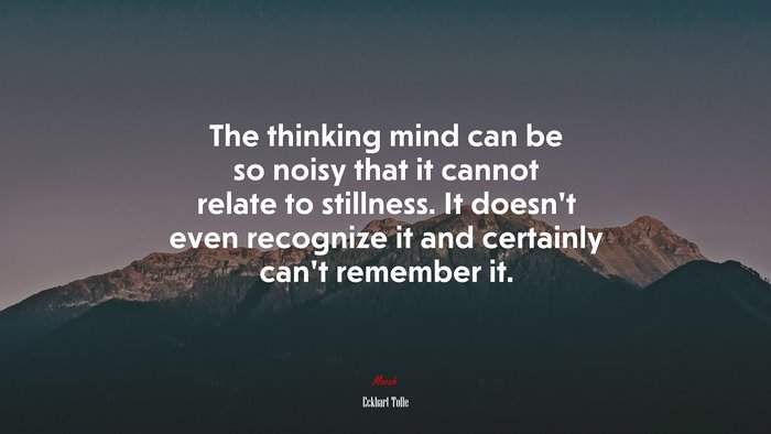 The thinking mind can be so noisy that it cannot relate to stillness. It doesn’t even recognize it and certainly can’t remember it. | Eckhart Tolle quote