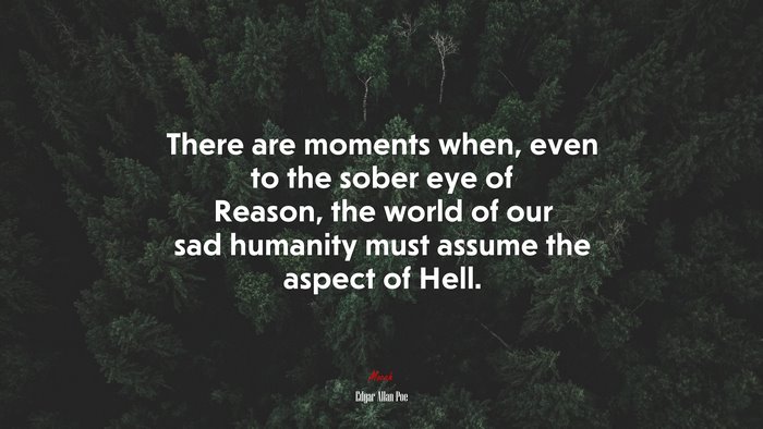 There are moments when, even to the sober eye of Reason, the world of our sad humanity must assume the aspect of Hell. | Edgar Allan Poe quote