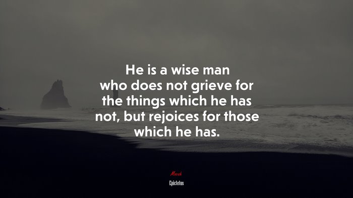He is a wise man who does not grieve for the things which he has not, but rejoices for those which he has. | Epictetus quote