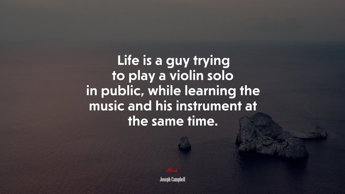 Life is a guy trying to play a violin solo in public, while learning the music and his instrument at the same time. | Joseph Campbell quote
