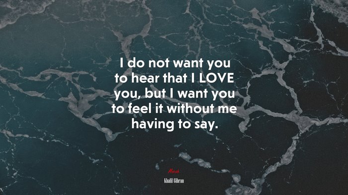 I do not want you to hear that I LOVE you, but I want you to feel it without me having to say. | Khalil Gibran quote