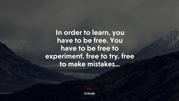 In order to learn, you have to be free. You have to be free to experiment, free to try, free to make mistakes... | Leo Buscaglia quote