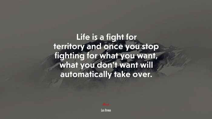Life is a fight for territory and once you stop fighting for what you want, what you don’t want will automatically take over. | Les Brown quote