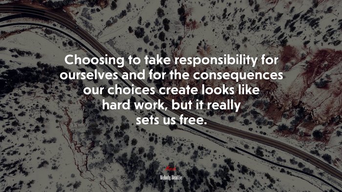 Choosing to take responsibility for ourselves and for the consequences our choices create looks like hard work, but it really sets us free. | Melody Beattie quote