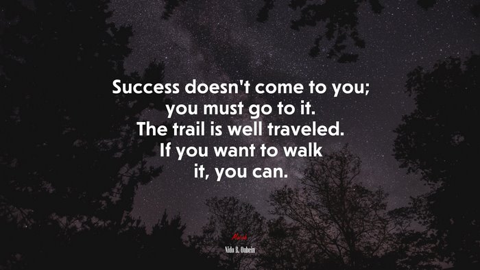 Success doesn’t come to you; you must go to it. The trail is well traveled. If you want to walk it, you can. | Nido R. Qubein quote