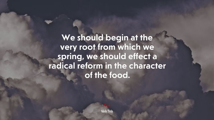 We should begin at the very root from which we spring, we should effect a radical reform in the character of the food. | Nikola Tesla quote