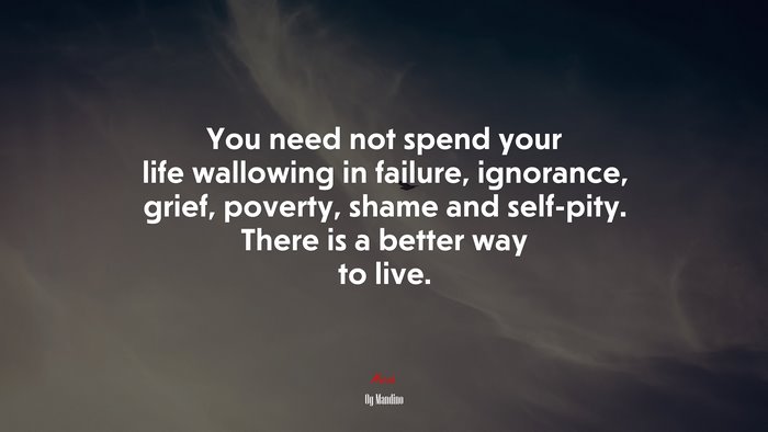 You need not spend your life wallowing in failure, ignorance, grief, poverty, shame and self-pity. There is a better way to live. | Og Mandino quote