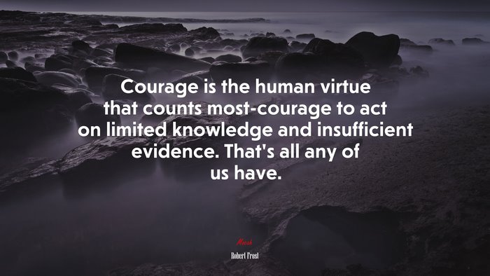 Courage is the human virtue that counts most-courage to act on limited knowledge and insufficient evidence. That’s all any of us have. | Robert Frost quote