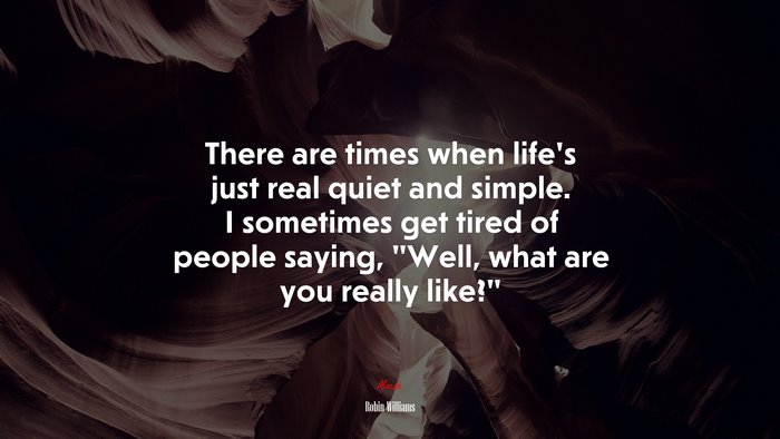 There are times when life’s just real quiet and simple. I sometimes get tired of people saying, “Well, what are you really like?” | Robin Williams quote