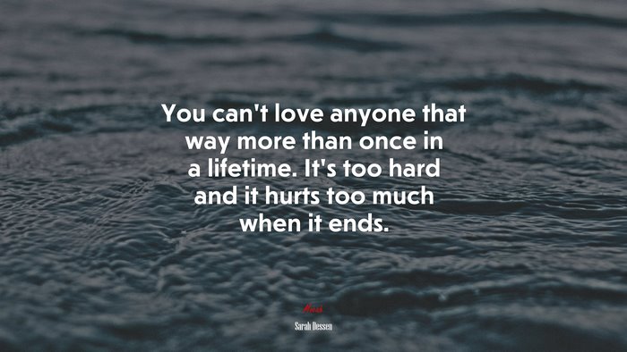 You can’t love anyone that way more than once in a lifetime. It’s too hard and it hurts too much when it ends. | Sarah Dessen quote