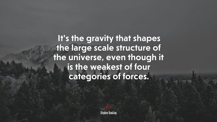 It’s the gravity that shapes the large scale structure of the universe, even though it is the weakest of four categories of forces. | Stephen Hawking quote
