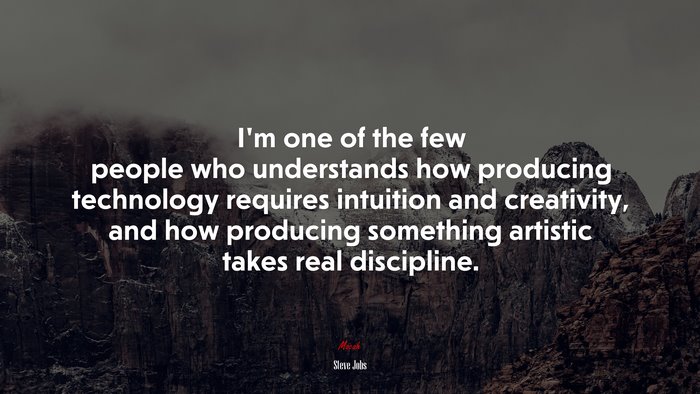 I’m one of the few people who understands how producing technology requires intuition and creativity, and how producing something artistic takes real discipline. | Steve Jobs quote