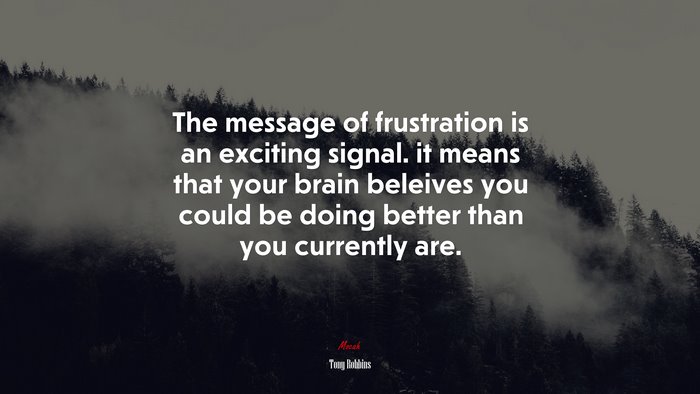 The message of frustration is an exciting signal. it means that your brain beleives you could be doing better than you currently are. | Tony Robbins quote