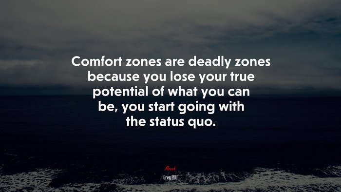 Comfort zones are deadly zones because you lose your true potential of what you can be, you start going with the status quo. | Greg Plitt quote