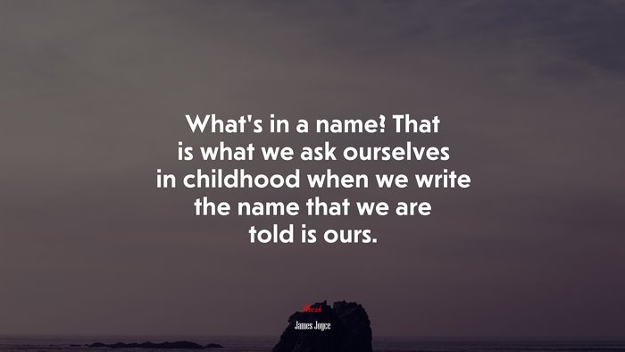 What’s in a name? That is what we ask ourselves in childhood when we write the name that we are told is ours. | James Joyce quote