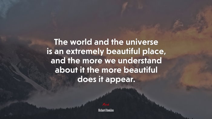 The world and the universe is an extremely beautiful place, and the more we understand about it the more beautiful does it appear. | Richard Dawkins quote
