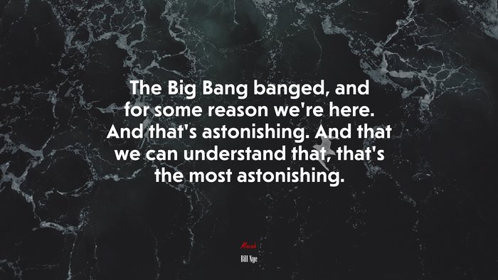 The Big Bang banged, and for some reason we’re here. And that’s astonishing. And that we can understand that, that’s the most astonishing. | Bill Nye quote