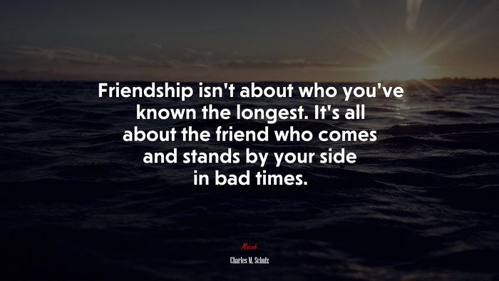 Friendship isn’t about who you’ve known the longest. It’s all about the friend who comes and stands by your side in bad times. | Charles M. Schulz quote