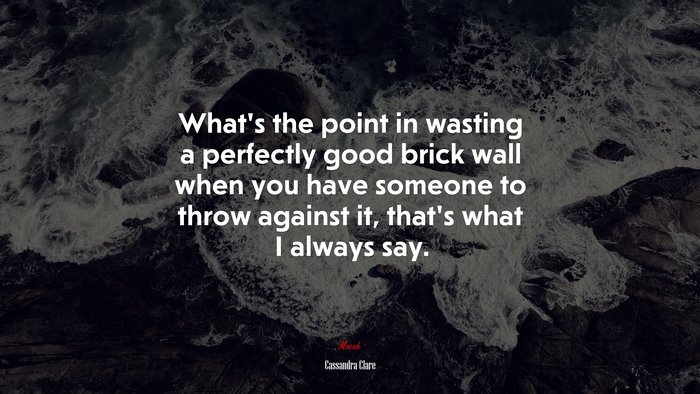 What’s the point in wasting a perfectly good brick wall when you have someone to throw against it, that’s what I always say. | Cassandra Clare quote