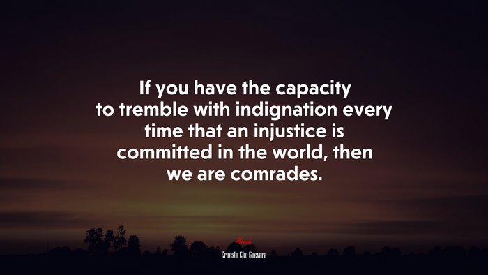 If you have the capacity to tremble with indignation every time that an injustice is committed in the world, then we are comrades. | Ernesto Che Guevara quote