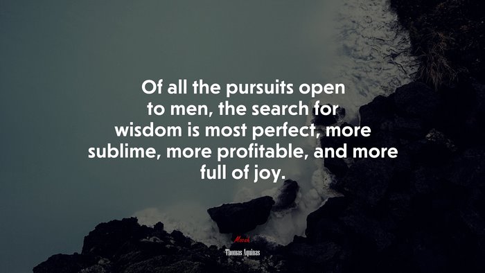 Of all the pursuits open to men, the search for wisdom is most perfect, more sublime, more profitable, and more full of joy. | Thomas Aquinas quote