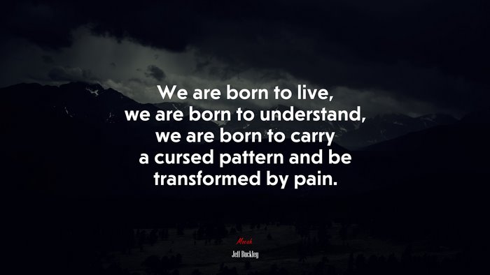 We are born to live, we are born to understand, we are born to carry a cursed pattern and be transformed by pain. | Jeff Buckley quote