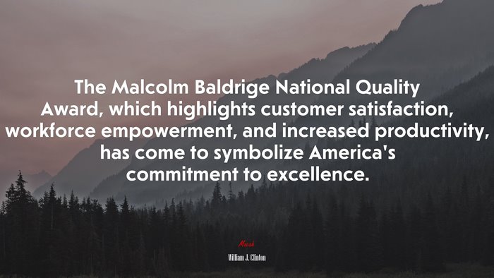 The Malcolm Baldrige National Quality Award, which highlights customer satisfaction, workforce empowerment, and increased productivity, has come to symbolize America’s commitment to excellence. | William J. Clinton quote