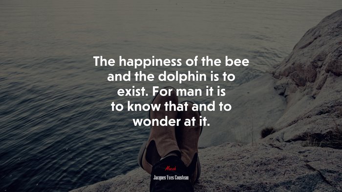 The happiness of the bee and the dolphin is to exist. For man it is to know that and to wonder at it. | Jacques-Yves Cousteau quote
