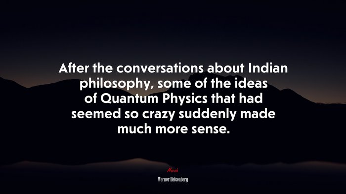 After the conversations about Indian philosophy, some of the ideas of Quantum Physics that had seemed so crazy suddenly made much more sense. | Werner Heisenberg quote