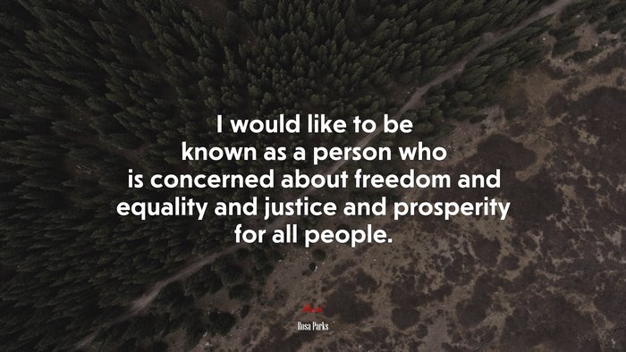 I would like to be known as a person who is concerned about freedom and equality and justice and prosperity for all people. | Rosa Parks quote